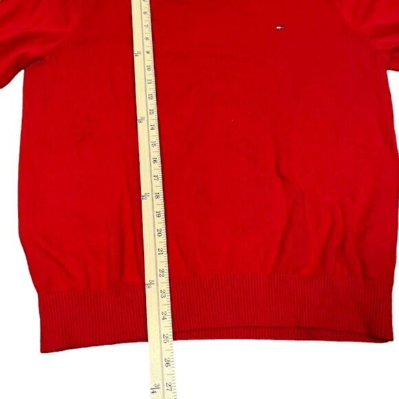 Tommy Hilfiger Men's 100% Cotton V-Neck Sweater Red Size Large - Picture 3 of 11